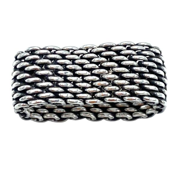 Tiffany & Co. Somerset .925 Sterling Silver Mesh Ring Size 7 100% Authentic - Picture 5 of 7